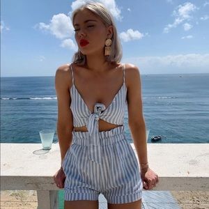 In The Style x Laura Jade Stone front tie crop top